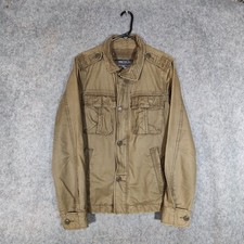 Vintage Abercrombie & Fitch Sentinel Jacke Herren Größe Small Beige Militär Feld Y2K