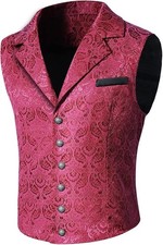 Mens Victorian gothic Steampunk Gothic brocade Paisley Suit Vest Tuxedo damask