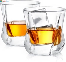 Aurora Crystal Whiskey Glasses, 7.4oz Set of 2 Old Fashioned Drinking Glasses US