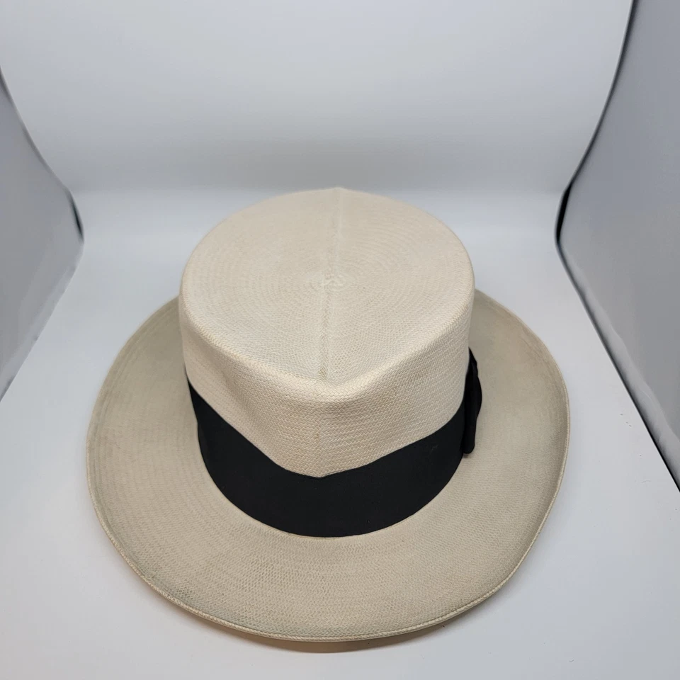 Sombrero de Panamá 1885 a 1934 Sombrereros Unidos de América Hecho en Unión, Tejido Ecuador Foto 4 de 4