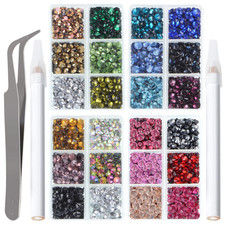 10000pcs Hotfix Rhinestones 24 Colors 5 Sizes Crystal Gems Craft Kit