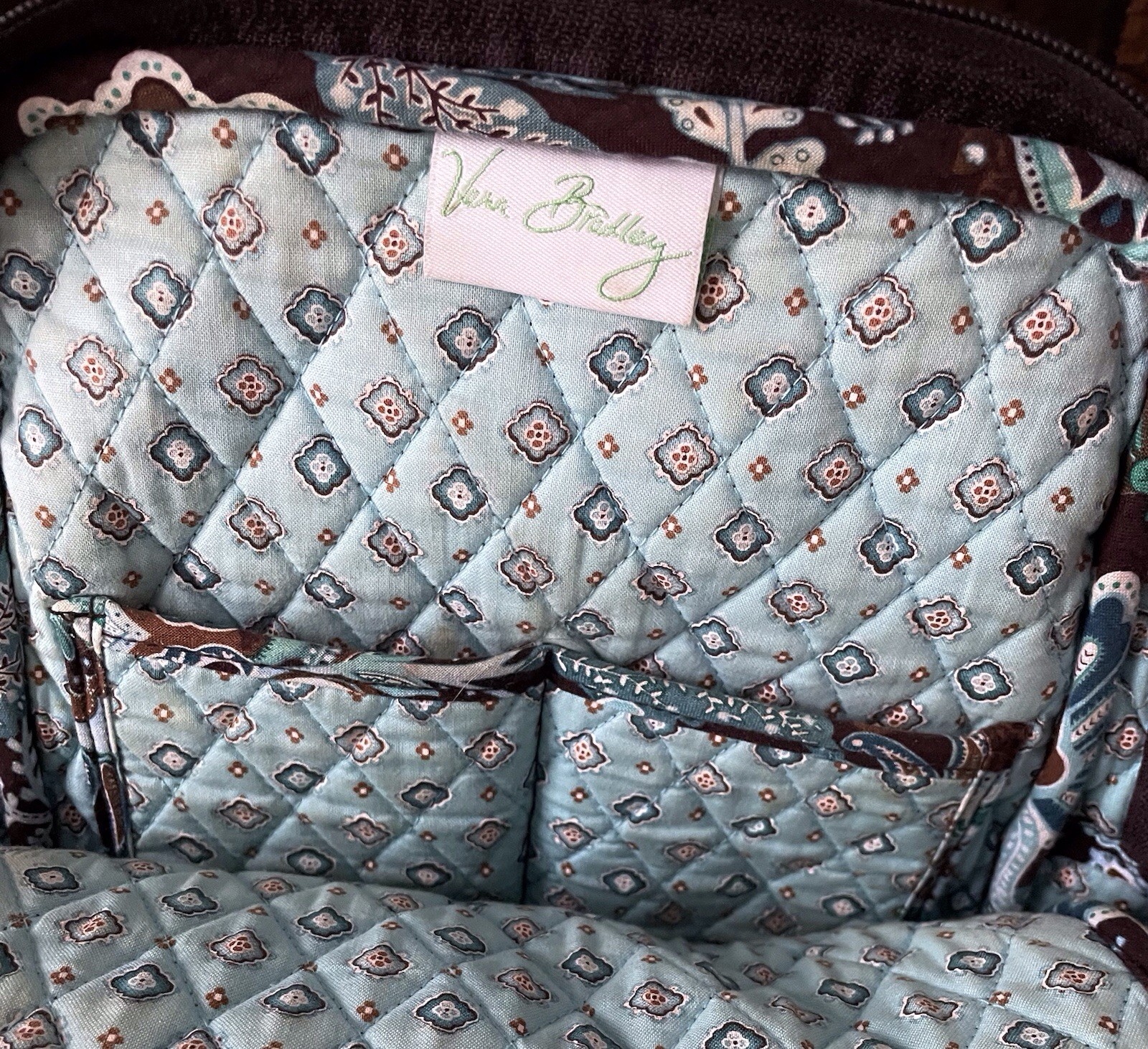 Retired Vera Bradley Quilted Backpack Java Blue P… - image 12