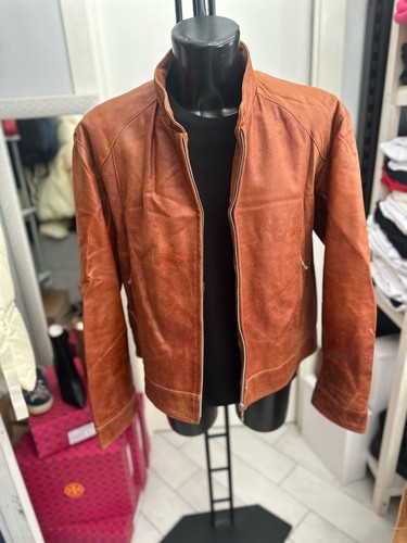 Pianeta Pelle Giacca In Pelle Uomo Man Tg56 Arancione LLV1692 - Picture 1 of 13