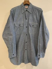 Vintage 1950s Hercules Sears Chambray Shirt Work Shirt Long Sleeve Shirt Rare
