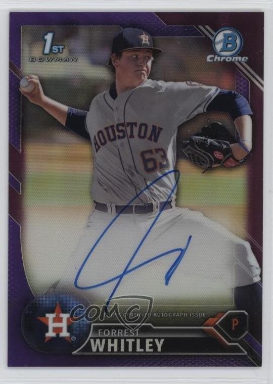 2016 Bowman Draft Chrome Pick Purple Refractor 190/250 Forrest Whitley Auto 1cx3
