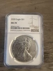 2020 $1 American Silver Eagle NGC MS70 Brown Label
