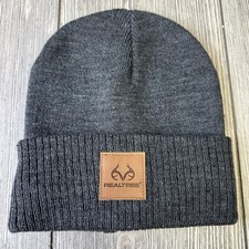 Gray Realtree Youth Patch Logo Knitted Cuffed Beanie Hat Stretchy Warm Hunting