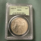 Sealed 1882-S Morgan Silver Dollar Coin, PCGS MS65