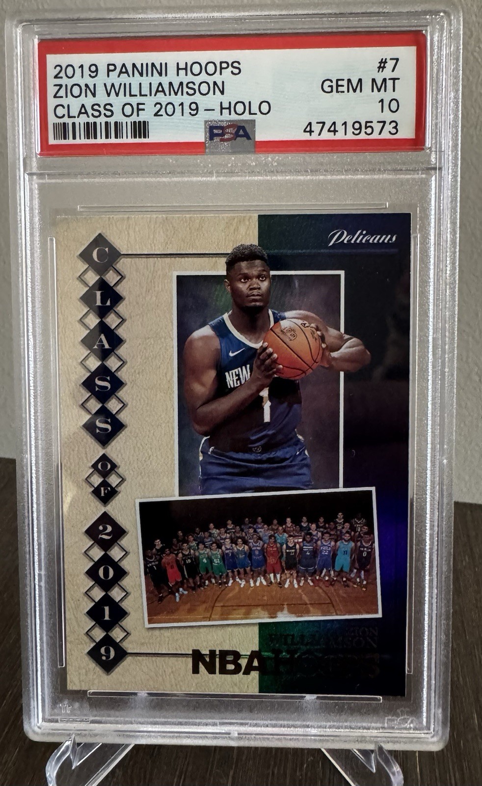 2019-20 Panini Hoops Zion Williamson Class of 2019 Holo Rookie RC PSA 10