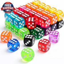 50 Colorful 6-Sided Dice Set - Perfect for Board Games  Math Learning