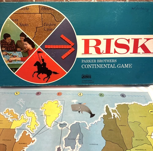Vintage 1963 Risk Board Game Parker Brothers Wooden Pieces Dice Are Bakelite
