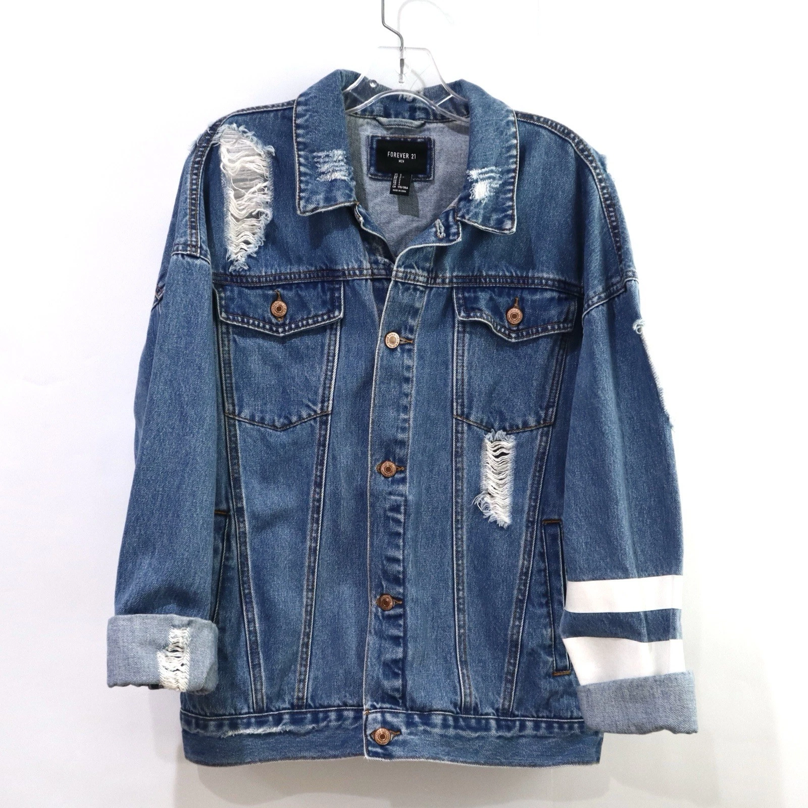 Distressed Denim Blue Jacket Forever 21 Lightweight Small image 1
