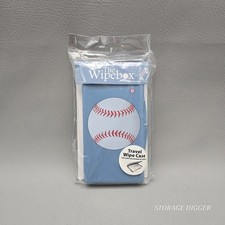 NEW Uber Mom Baseball Wipe Blue Box, Designer Travel Wipe Container 8" x 4"