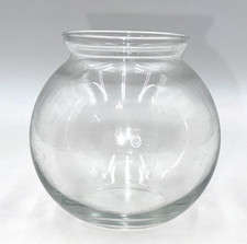 Small Round Clear Glass Bubble Bowl Vase 4” Wide Fishbowl Candle Holder