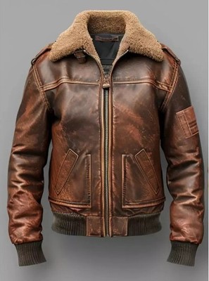 MENS RAF AVIATOR SHEEP SKIN LEATHER BOMBER WINTER FLYING PILOT JACKET COAT