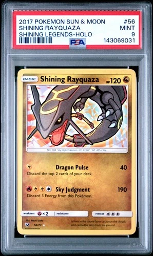 Shining Rayquaza Pokemon Sun & Moon Shining Legends 56 NM PSA 9