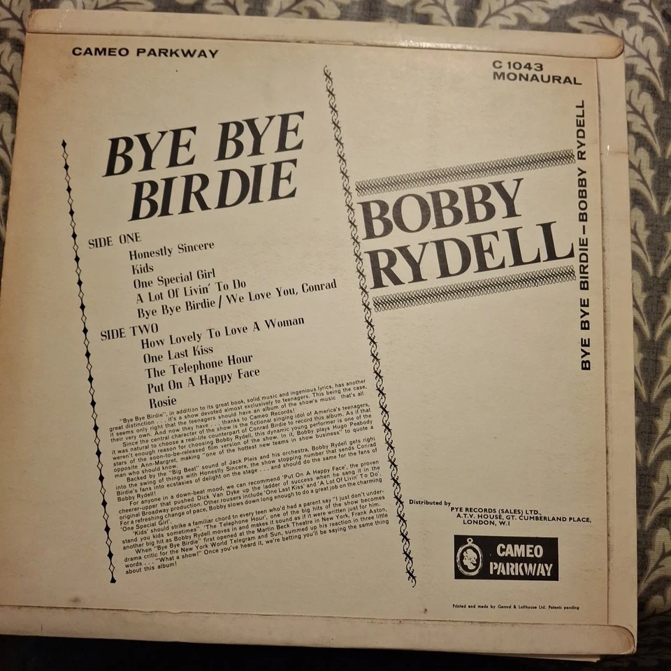 BOBBY RYDELL "BYE BYE BIRDIE" SOUNDTRACK VINYL LP 1963 VG+ - Image 2 of 4