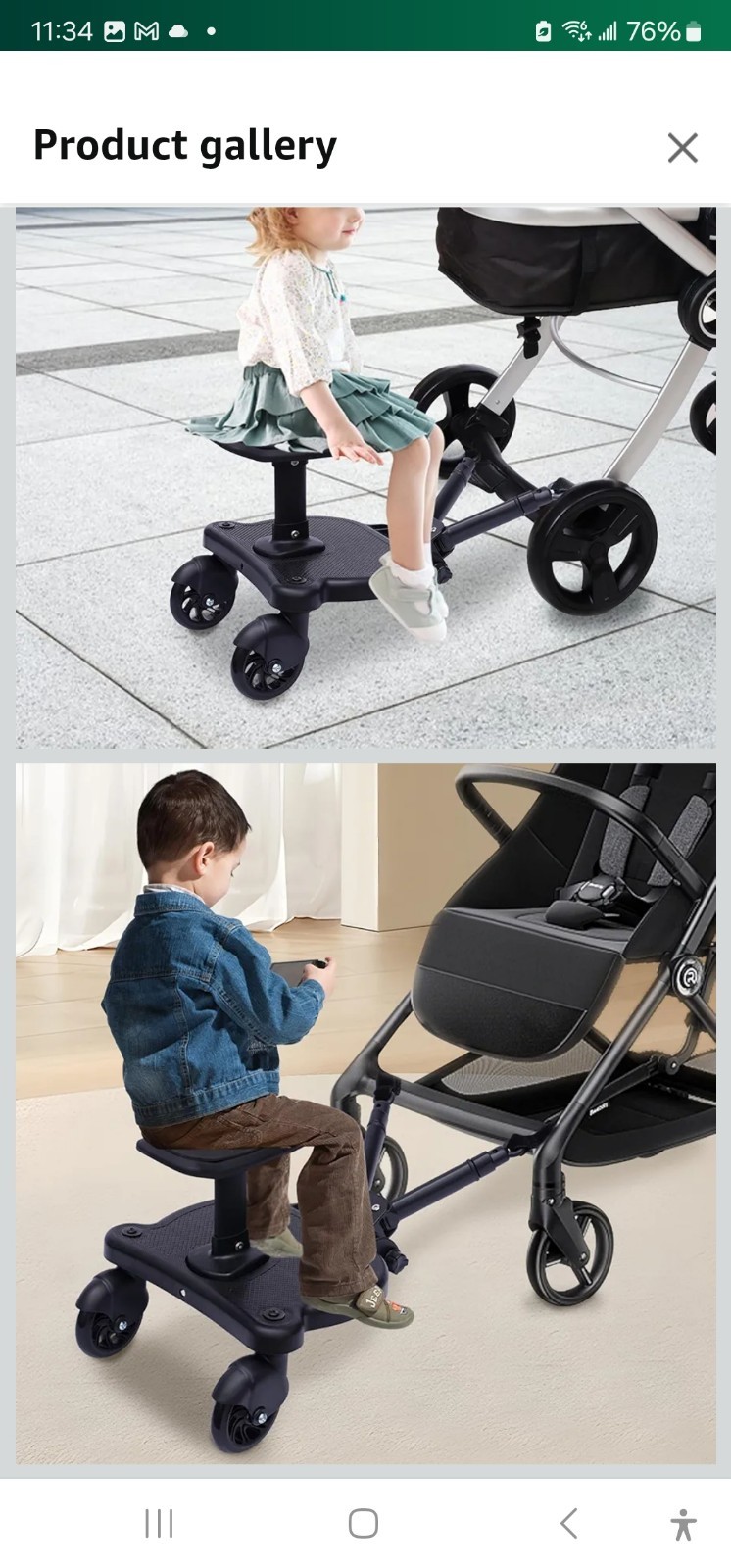 YIYIBYUS Universal Stroller Board with Removable Seat-2-in-1 Sit & Stand 