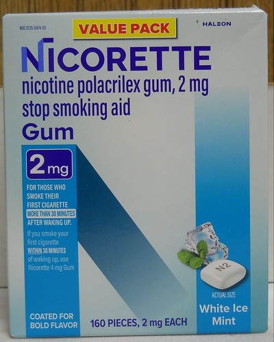 Nicorette Value Pack White Ice Mint 2mg Coated Gum 160 Pieces (New Package)