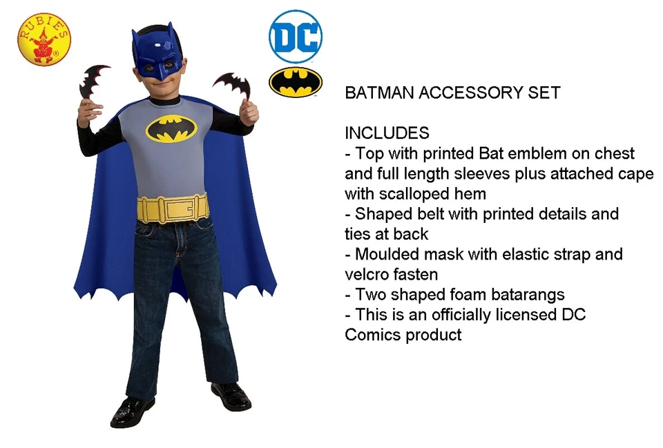 Kids Batman Costume The Dark Knight Superhero Child Boys Top Cape Mask Batarangs - image 2 of 4