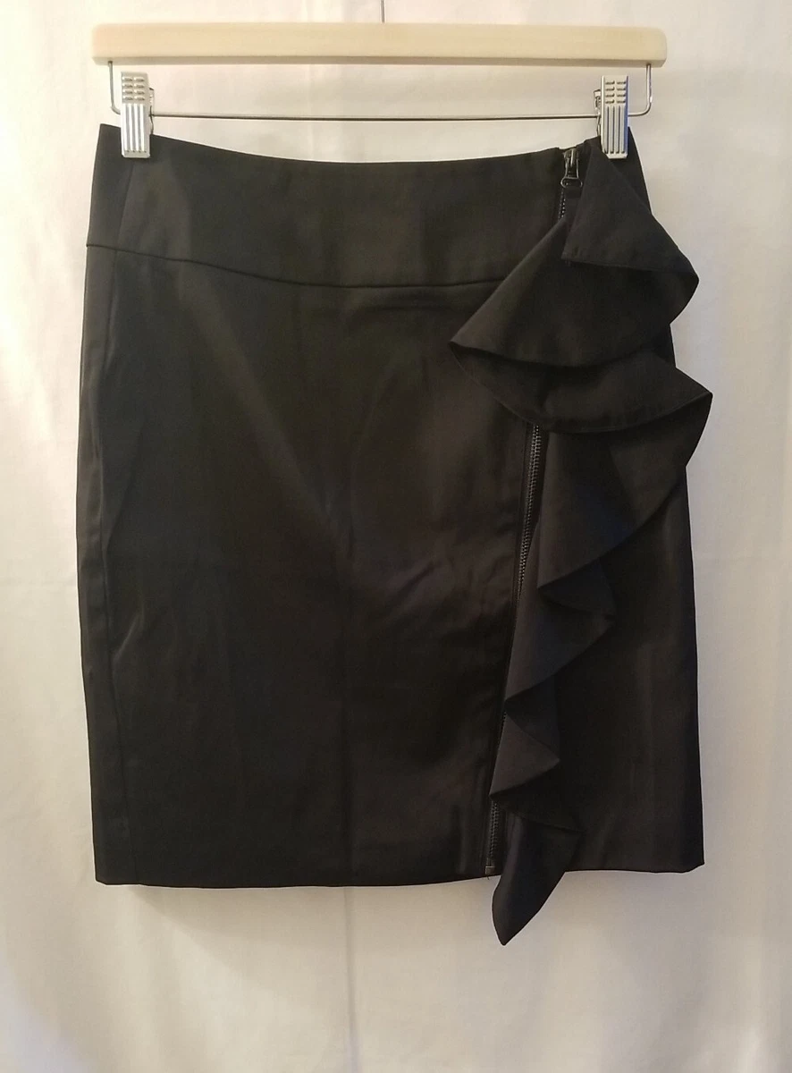 BEDO Femme Jupe Volant Asymmetric Skirt Women Small Black Zip Up Lined