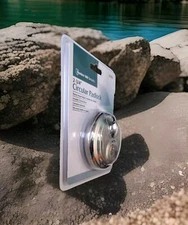 Bunkerhill  circular padlock 2-3/4" chromed , includes two brass keys.