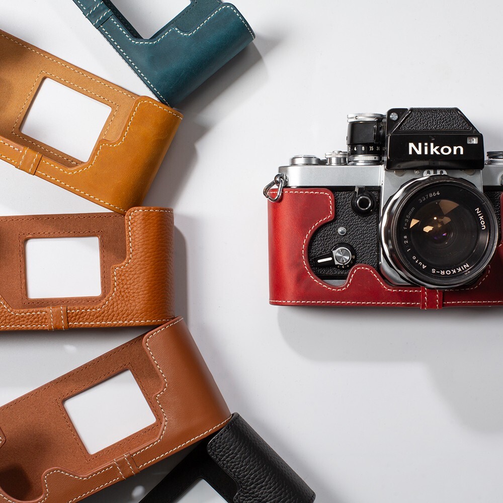 Funda de cuero genuino real para media cámara para Nikon F2 F2S F2A F2AS