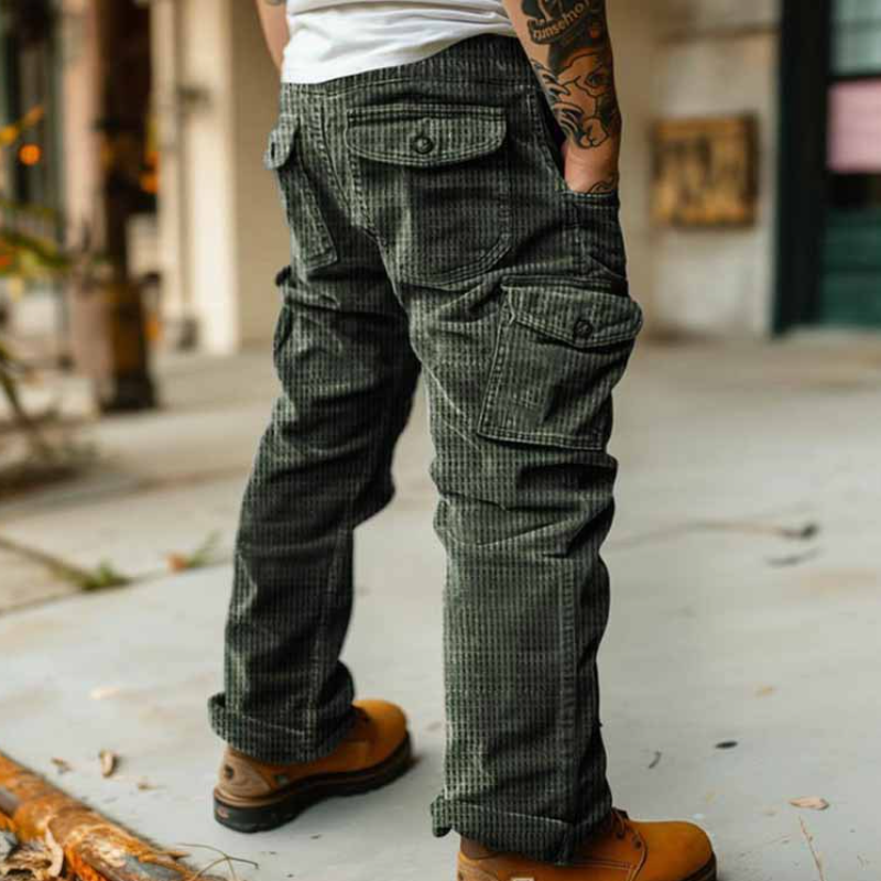 Winter Men's Autumn Trousers Corduroy Casual Vintage Overalls Pocket Cargo  Pants