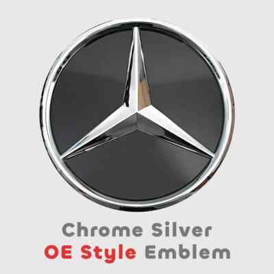 Star Badge Lighting Chrome Silver 3D Mirror Car Front Grille Emblem For Mercedes