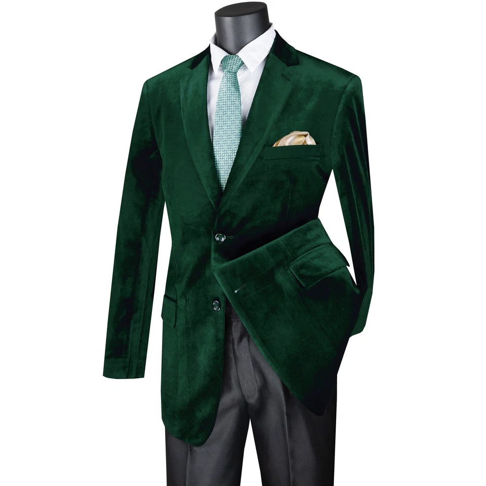 Chaqueta de cena VINCI de terciopelo verde esmeralda de 2 botones ajuste regular para hombre - NUEVA Foto 3 de 3