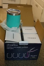Zonegrace 4 pack 12 oz Stainless Steel Stemless Wine Glass Tumbler Double Wal...