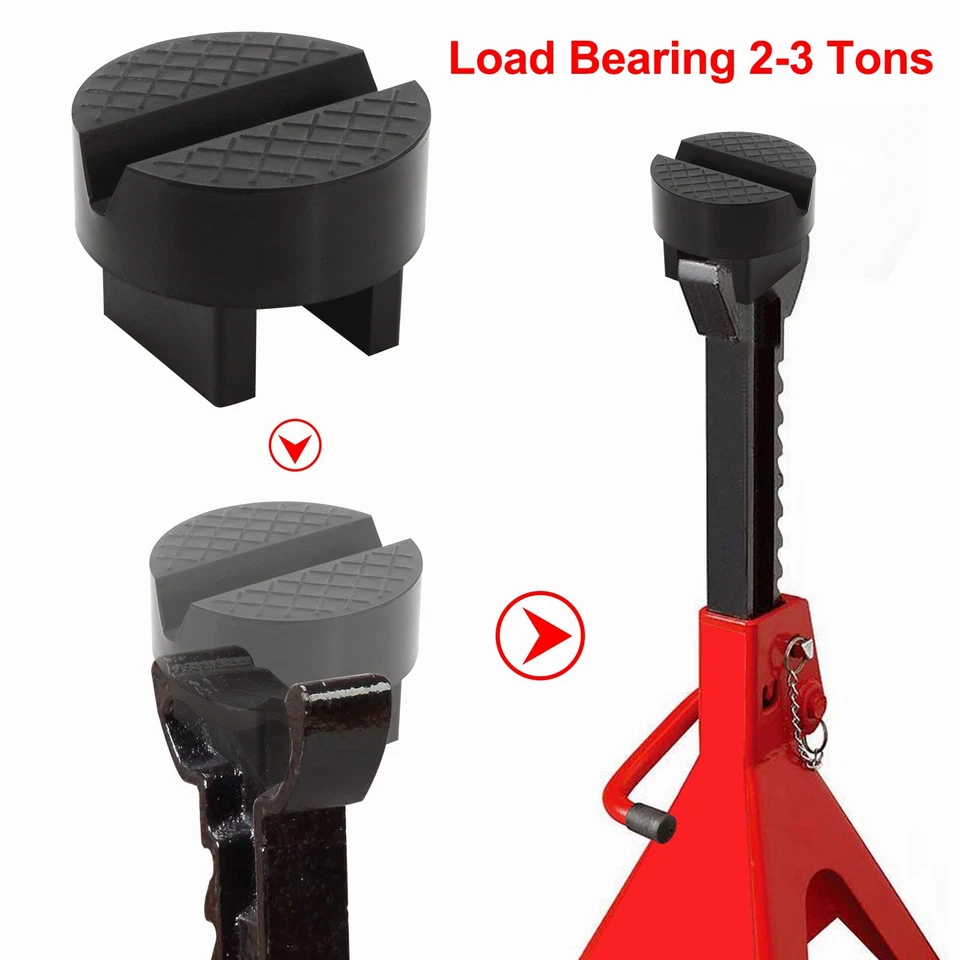 2X Slotted Frame Rail Pinch Weld Floor Rubber Racing Disk Stand Jack Pad Adapter - Image 4 of 4