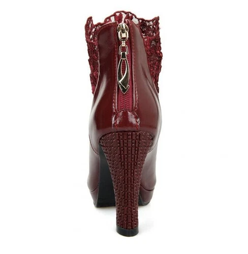 Women's High Heels Mesh Lace Ankle Boots Wedding Shoes - Bild 9 von 19