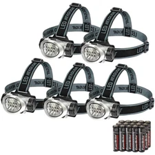 EverBrite 5Pack LED Headlamp Pivoting Head w/Adjustable Headband 4 Lighting Mode