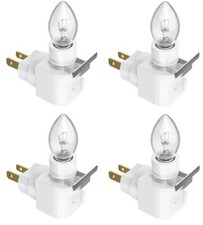 Lot of 4 White Plug In Night Light W/Bulb 4 Watt On/Off Switch W/Rotating Base