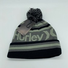 Hurley Men's Ragland Cuffed Beanie w/ Pom Winter Hat Black Gray One Size