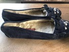 Marc By Marc Jacobs Dark Blue Suede Fur Lined Moccasins Size 40 Heart Studs  — photo 5