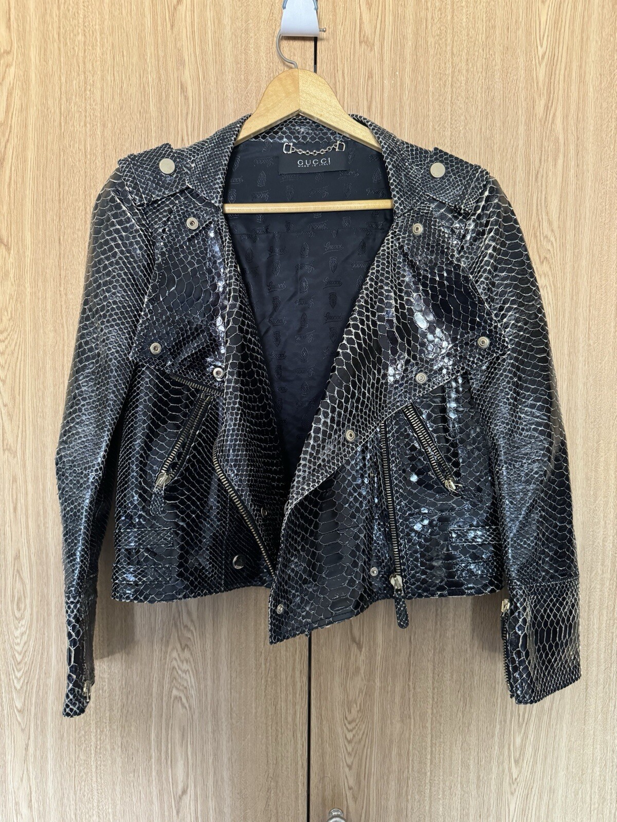 Gucci Python Cropped Leather Jacket - image 6