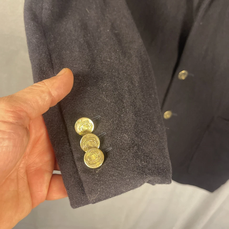 Blazer Emporio Armani Hombre Cachemira 46 Azul Marino Dorado Bordado Capitán Yate Foto 3 de 4