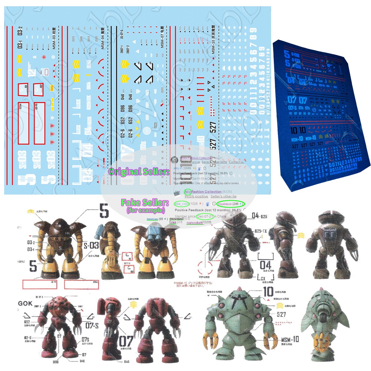 Decal for HG 1/144 MSM-07 Z'Gok Commander MSM-03 Gogg MSM-10 Zock