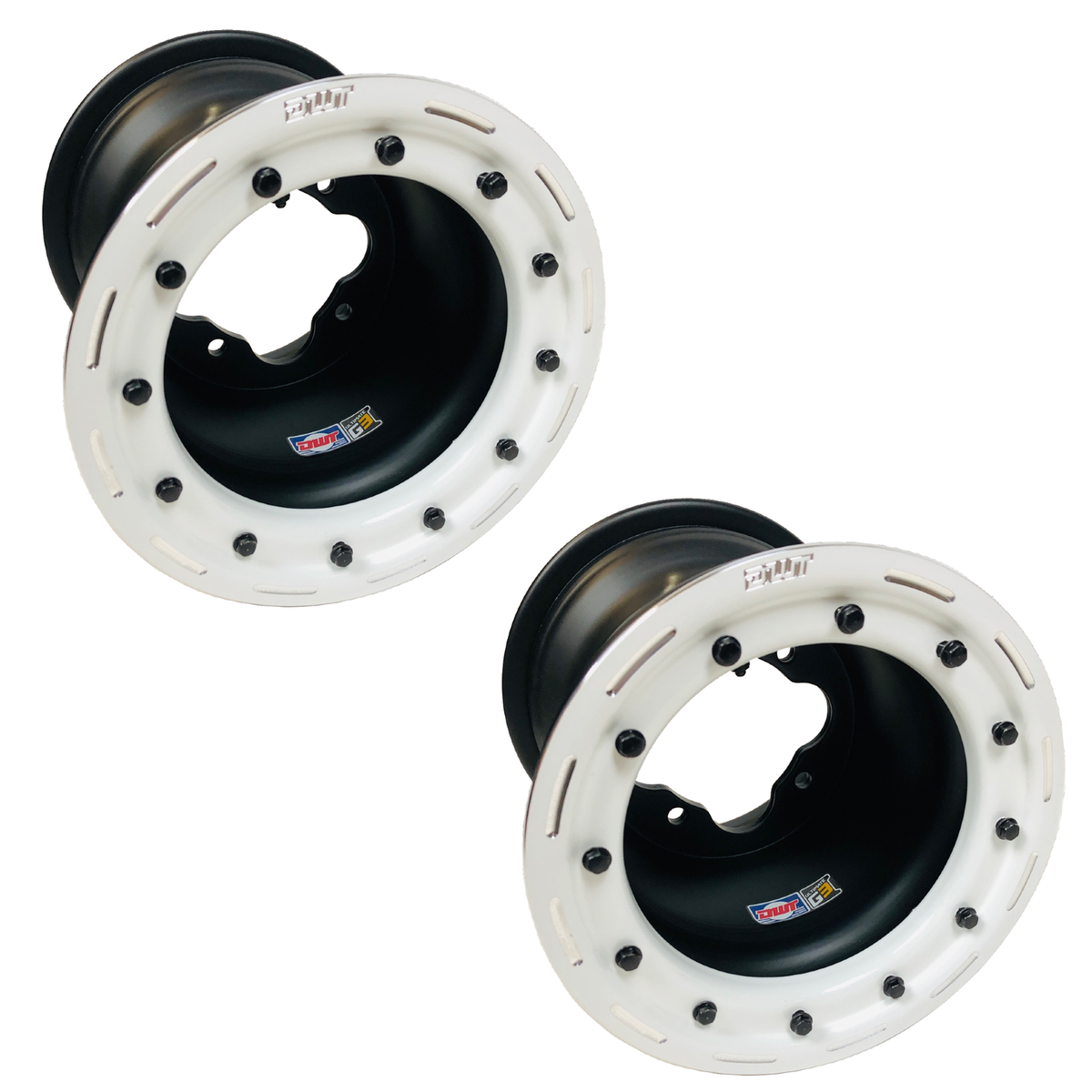 DimMoire Piercing肋骨BIG T ホワイト DWT G3 Rear White Beadlock Wheels Rims 9