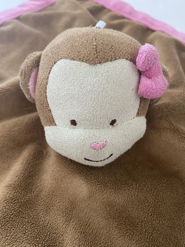 Tiddliwinks Monkey brown pink plush small security blanket baby toy lovey - Image 2 of 4