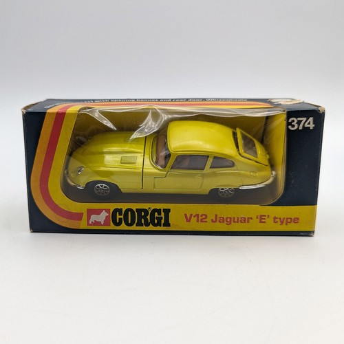 Corgi Whizzwheels #374 Amarillo V12 Jaguar Tipo E Caja Original De Colección Diecast Reino Unido