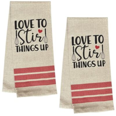 Love to Stir Things Up, 2 Pcs Farmhouse Kitchen Towel for Wedding, Baby Shower,