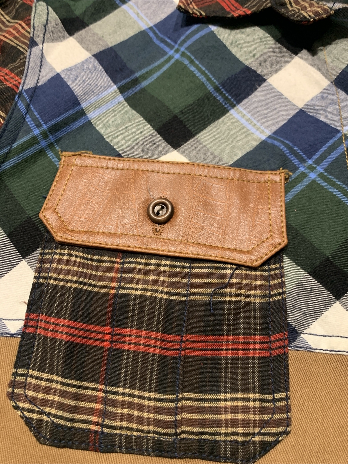 Men’s Preme Plaid Patch Button Down Long Sleeve S… - image 8