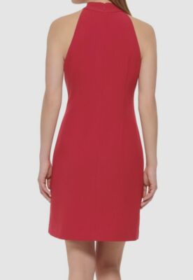 Vince Camuto Womens Bow Neck Halter Sheath Dress, Pink, 10