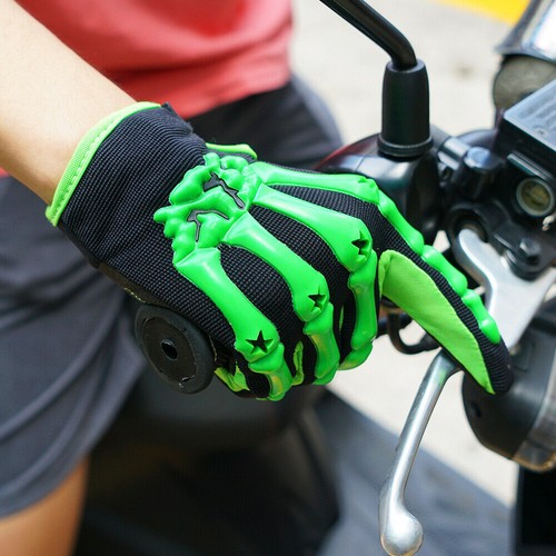 Skeleton Motorcycle Gloves Full Finger Gloves Anti Slip Motocross Riding Gloves - Foto 11 di 16