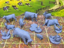 12pc Farm Animals Livestock Set Cows Chickens Goats Mini Miniature 3D Printed