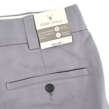 NEW Oak Hill Microfiber Flat Front Dress Pants Grey Wrinkle Resistant Mens 48x32