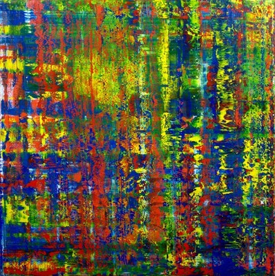 Abstraktes Gemälde ''2012_10_100x100'' im Stil Gerhard Richters (Ölbild)